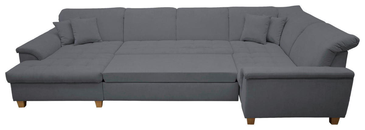 WOHNLANDSCHAFT Dunkelgrau Mikrofaser  - Eichefarben/Dunkelgrau, KONVENTIONELL, Holz/Textil (170/352/214cm) - MID.YOU