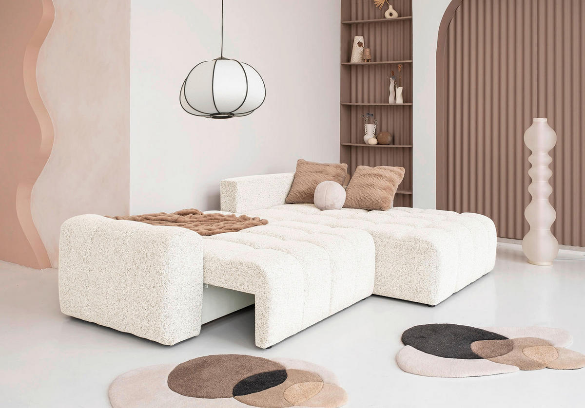 ECKSOFA  Beige  - Beige/Schwarz, Design, Kunststoff/Textil (268/184cm) - MID.YOU