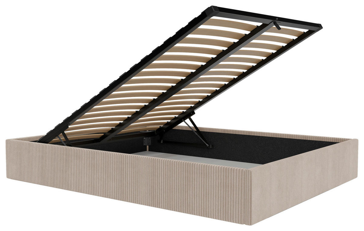 POLSTERBETT Bettkasten, Lattenrost 160/200 cm  in Cappuccino  - Schwarz/Cappuccino, Design, Holz/Textil (160/200cm) - Boxxx