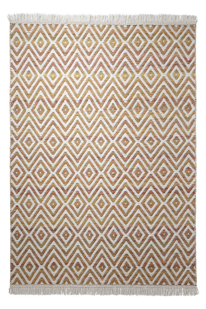 HANDWEBTEPPICH 60/110 cm Vector Orange, Weiß  - Orange/Weiß, KONVENTIONELL, Textil (60/110cm) - Esprit