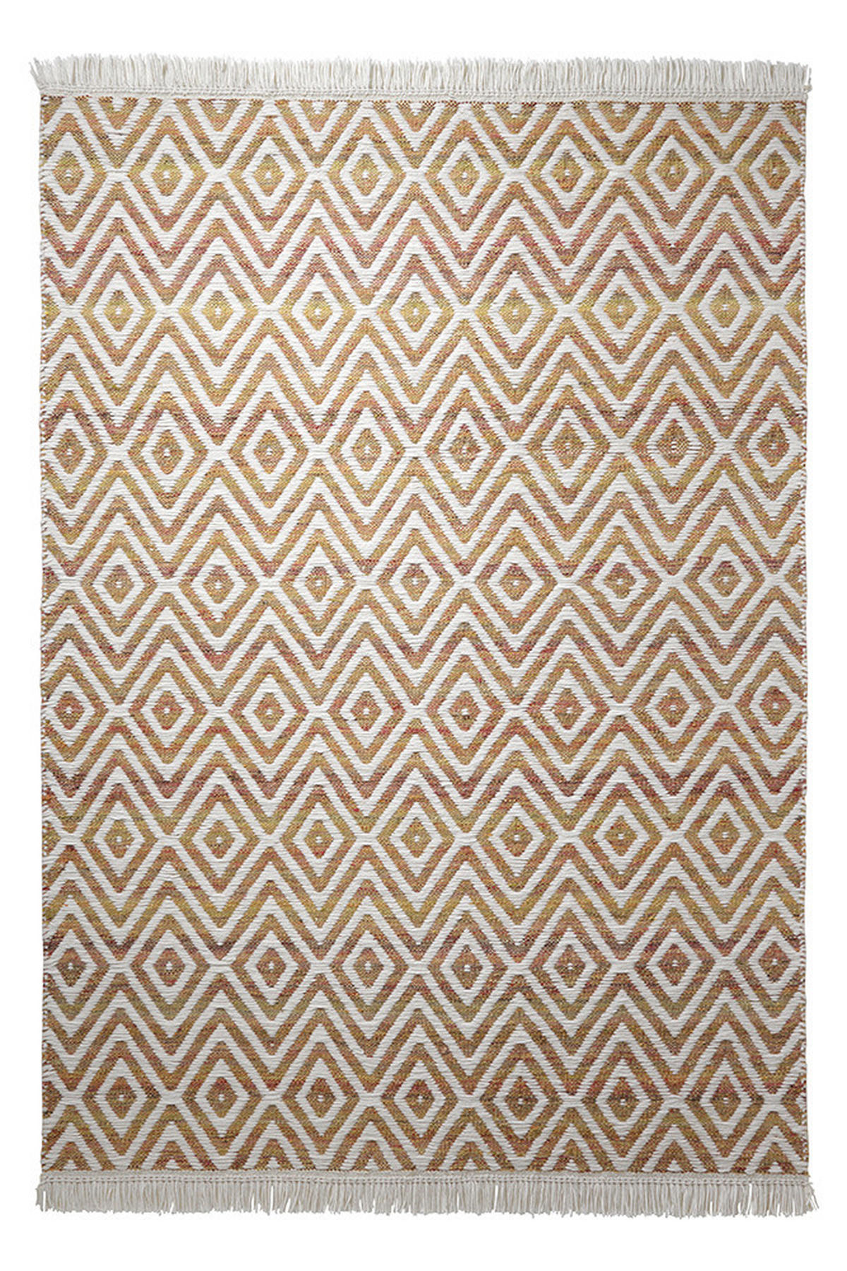 HANDWEBTEPPICH 60/110 cm Vector Orange, Weiß  - Orange/Weiß, KONVENTIONELL, Textil (60/110cm) - Esprit