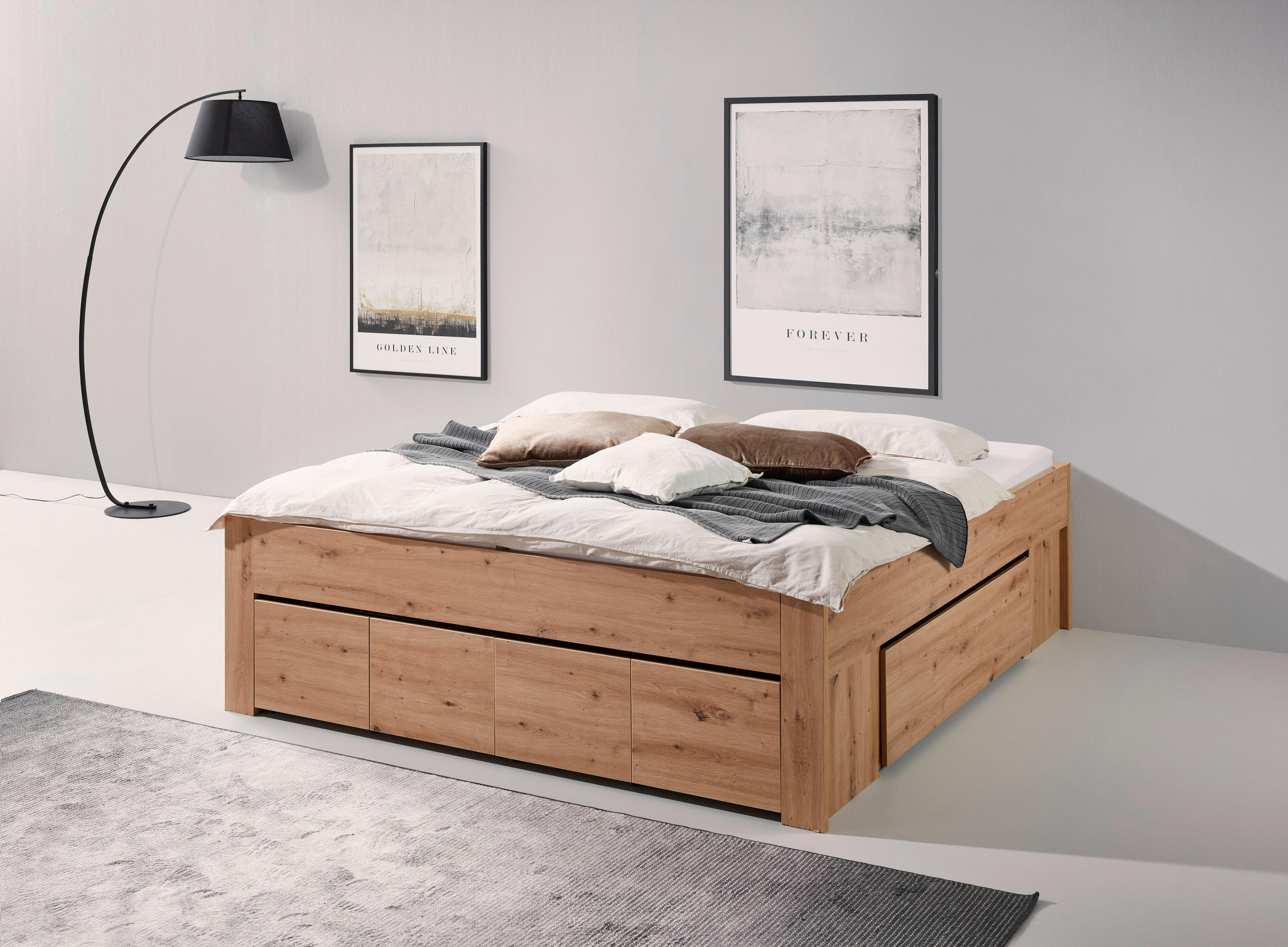 STAURAUMBETT 180/200 cm  in Eiche Artisan  - Eiche Artisan, KONVENTIONELL, Holzwerkstoff (180/200cm) - Boxxx