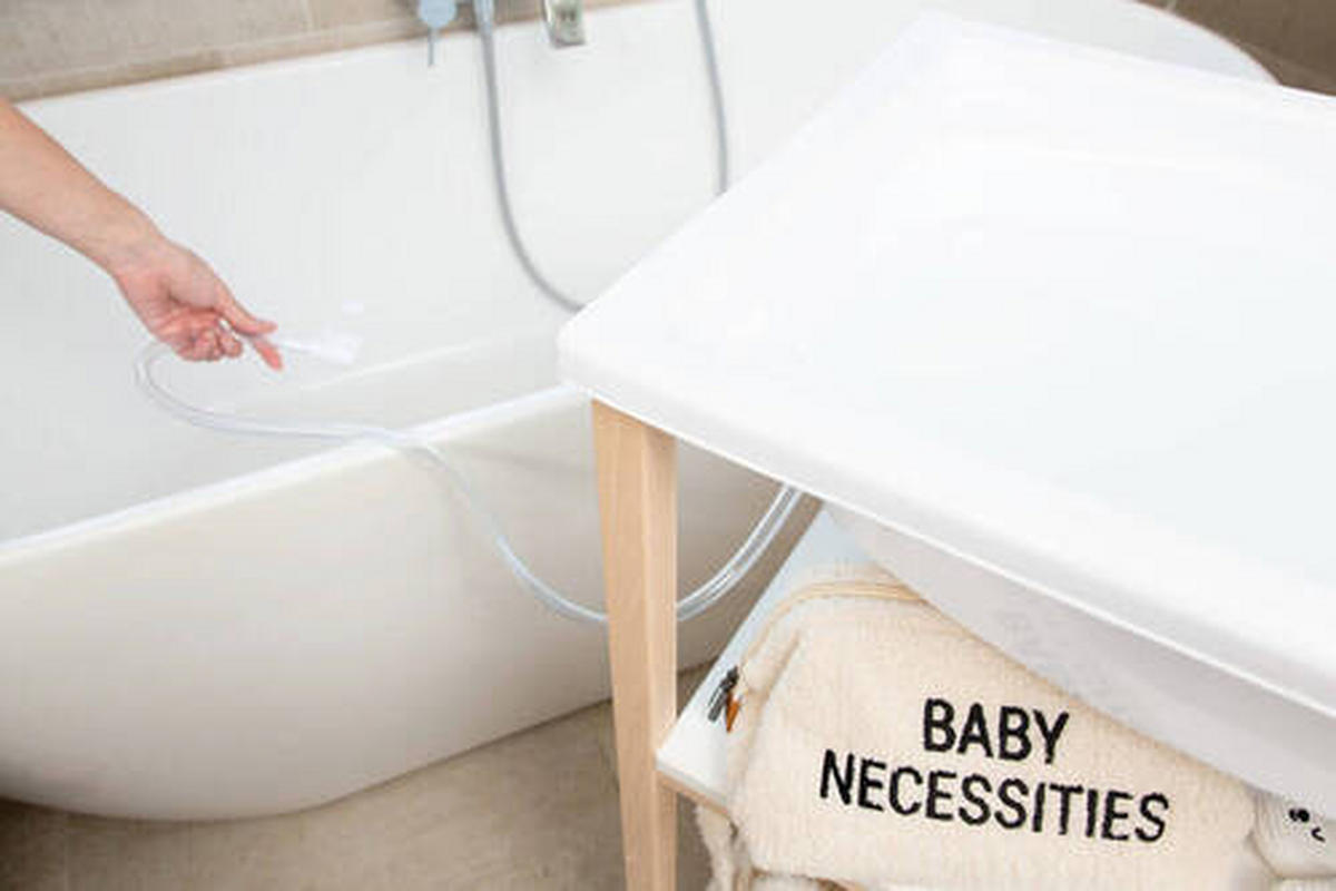 WICKELTISCH 2in1 Set Wickeltisch + Badewanne Weiß, Buchefarben  - Buchefarben/Weiß, KONVENTIONELL, Holzwerkstoff/Kunststoff (91,5/53,5/106,5cm) - Childhome