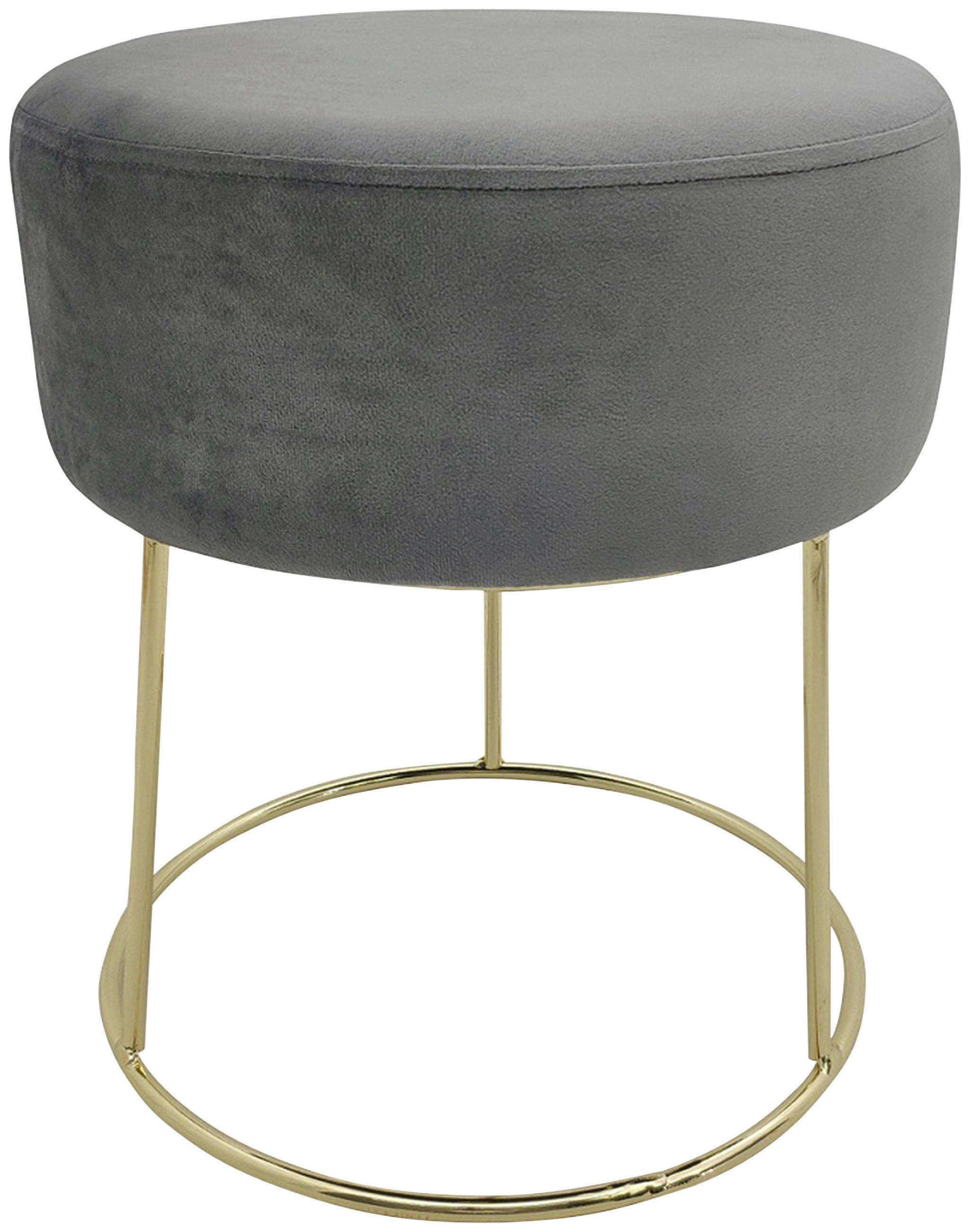 HOCKER Samt Grau  - Goldfarben/Grau, Design, Textil/Metall (35,5/40,5/35,5cm) - Echtwerk