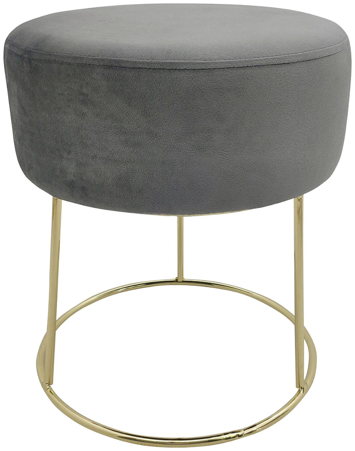 HOCKER in Textil Grau  - Goldfarben/Grau, Design, Textil/Metall (35,5/40,5/35,5cm) - Echtwerk