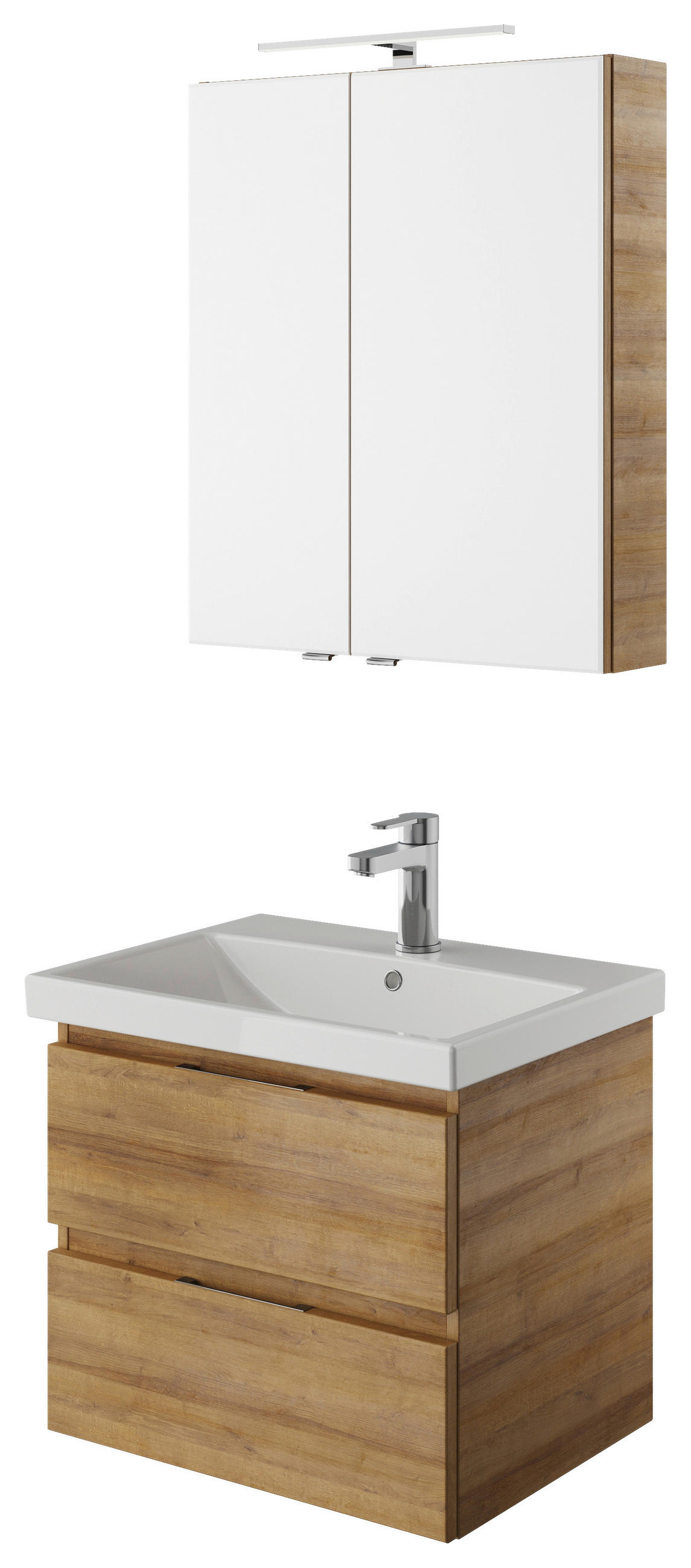 BADEZIMMER 60 cm  - Eichefarben/Weiß, KONVENTIONELL (60cm) - Sadena