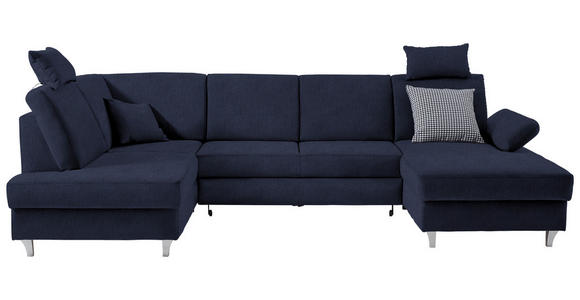 WOHNLANDSCHAFT  in Struktur Dunkelblau  - Silberfarben/Dunkelblau, KONVENTIONELL, Holz/Textil (186/322/167cm) - Cantus