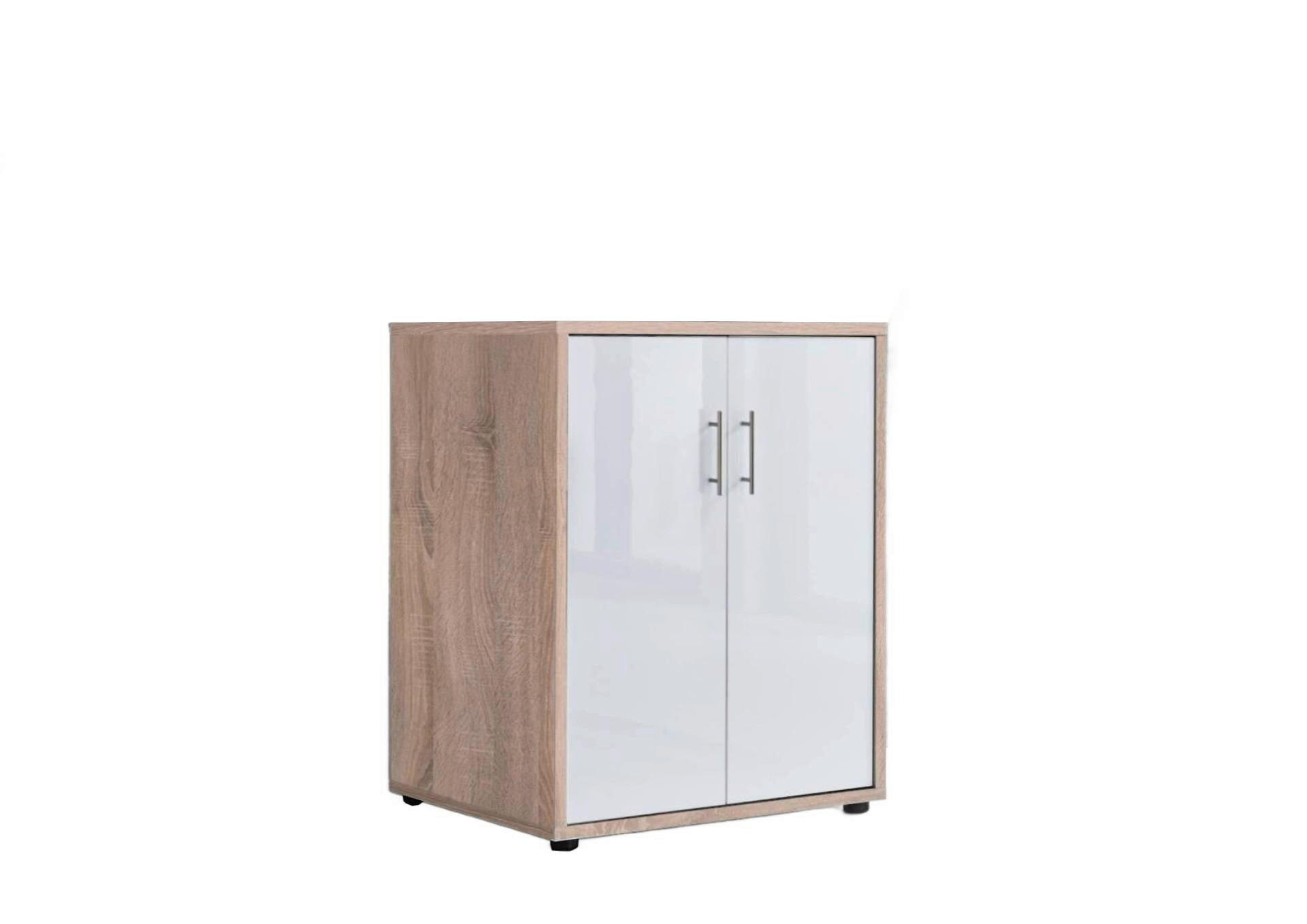 AKTENSCHRANK Sonoma Eiche, Weiß Hochglanz  - Weiß Hochglanz/Sonoma Eiche, MODERN, Holzwerkstoff (54/74/50cm) - MID.YOU