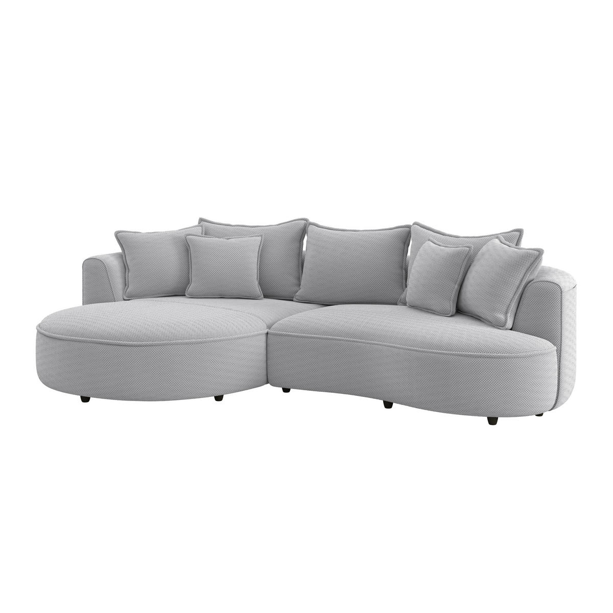 ECKSOFA LEVI Hellgrau Velours, Struktur  - Hellgrau/Schwarz, MODERN, Kunststoff/Textil (168/287cm) - Livetastic