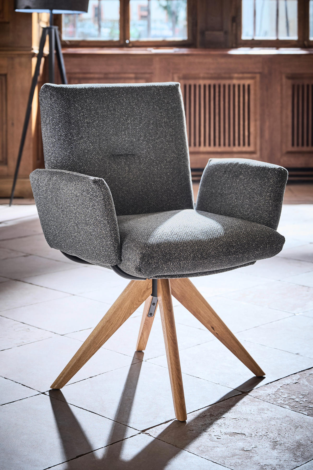 ARMLEHNSTUHL  in beflockt  - Waldgrün/Eichefarben, Design, Holz/Textil (70/89/68cm) - Dieter Knoll