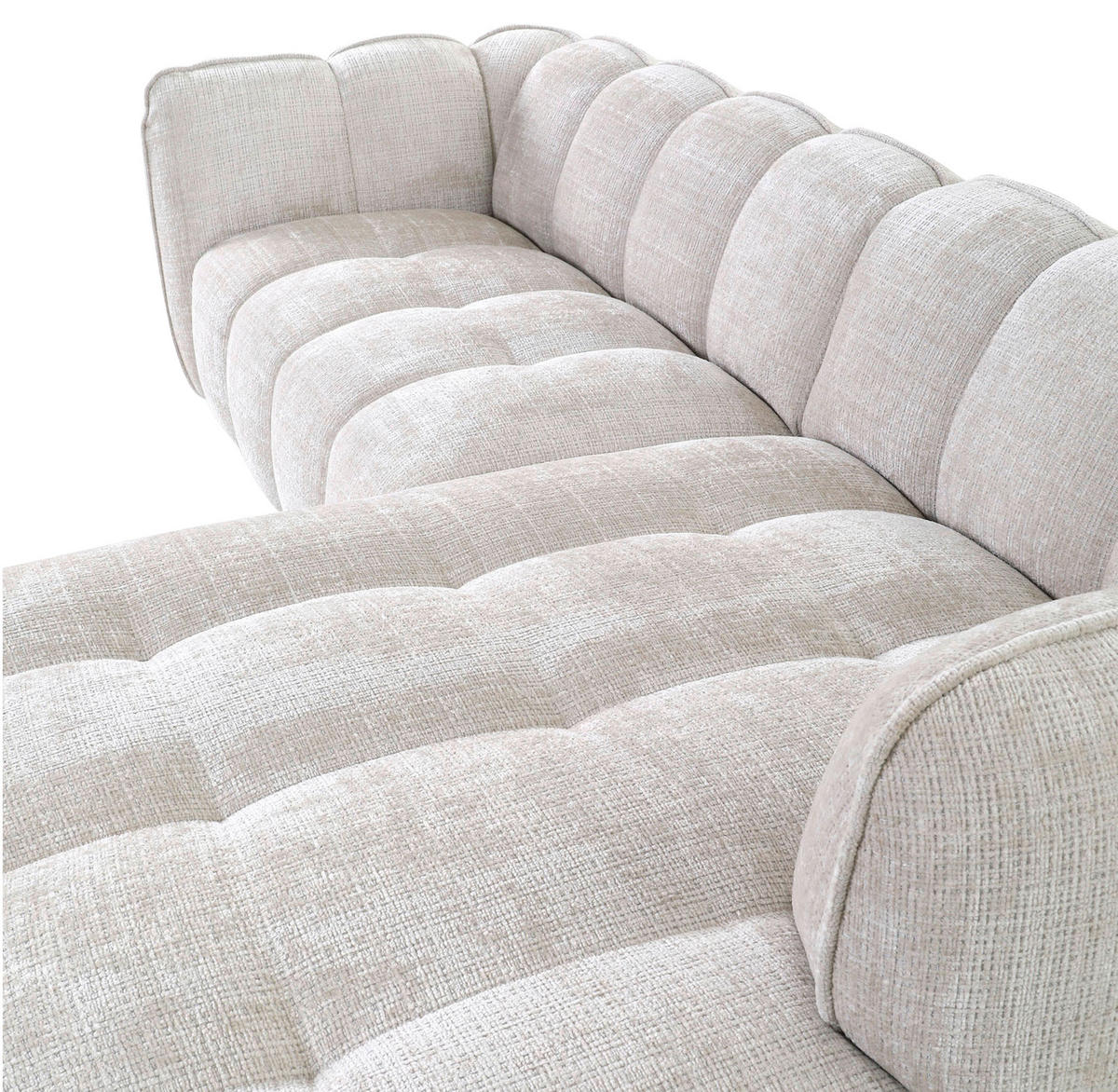 ECKSOFA in Chenille Creme  - Creme/Schwarz, Konventionell, Kunststoff/Textil (272/172cm) - Carryhome