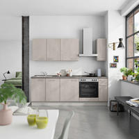 KÜCHENBLOCK Riva 240 cm  in Grau, Schieferfarben  - Schieferfarben/Edelstahlfarben, MODERN, Holzwerkstoff/Metall (240cm) - Nobilia