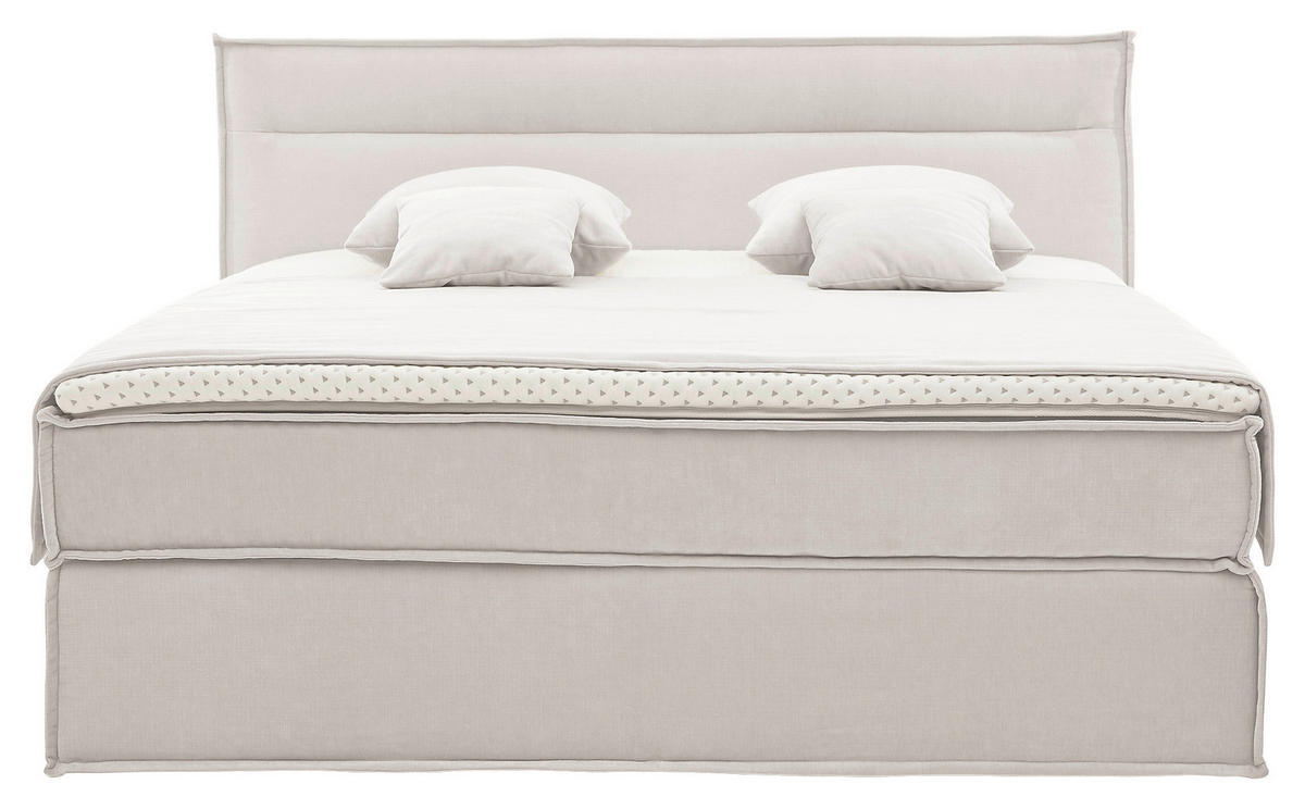 BOXSPRINGBETT 180/200 cm  in Weiß  - Schwarz/Weiß, Design, Textil (180/200cm) - Musterring