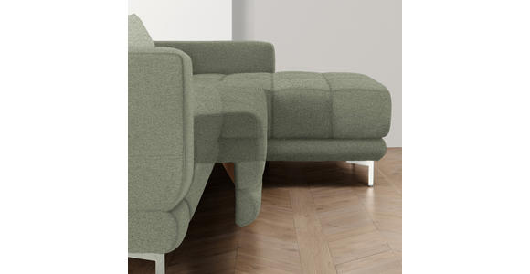 ECKSOFA in Webstoff Grün 260/187 cm - Chromfarben/Grün, Design, Textil/Metall (260/187cm) - Xora