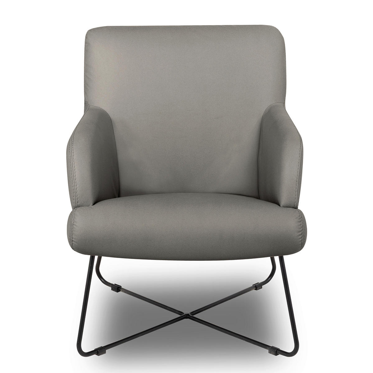 SESSELSET Lederlook Schieferfarben  - Schieferfarben/Beige, Design, Textil/Metall (67/87/74cm) - Livetastic