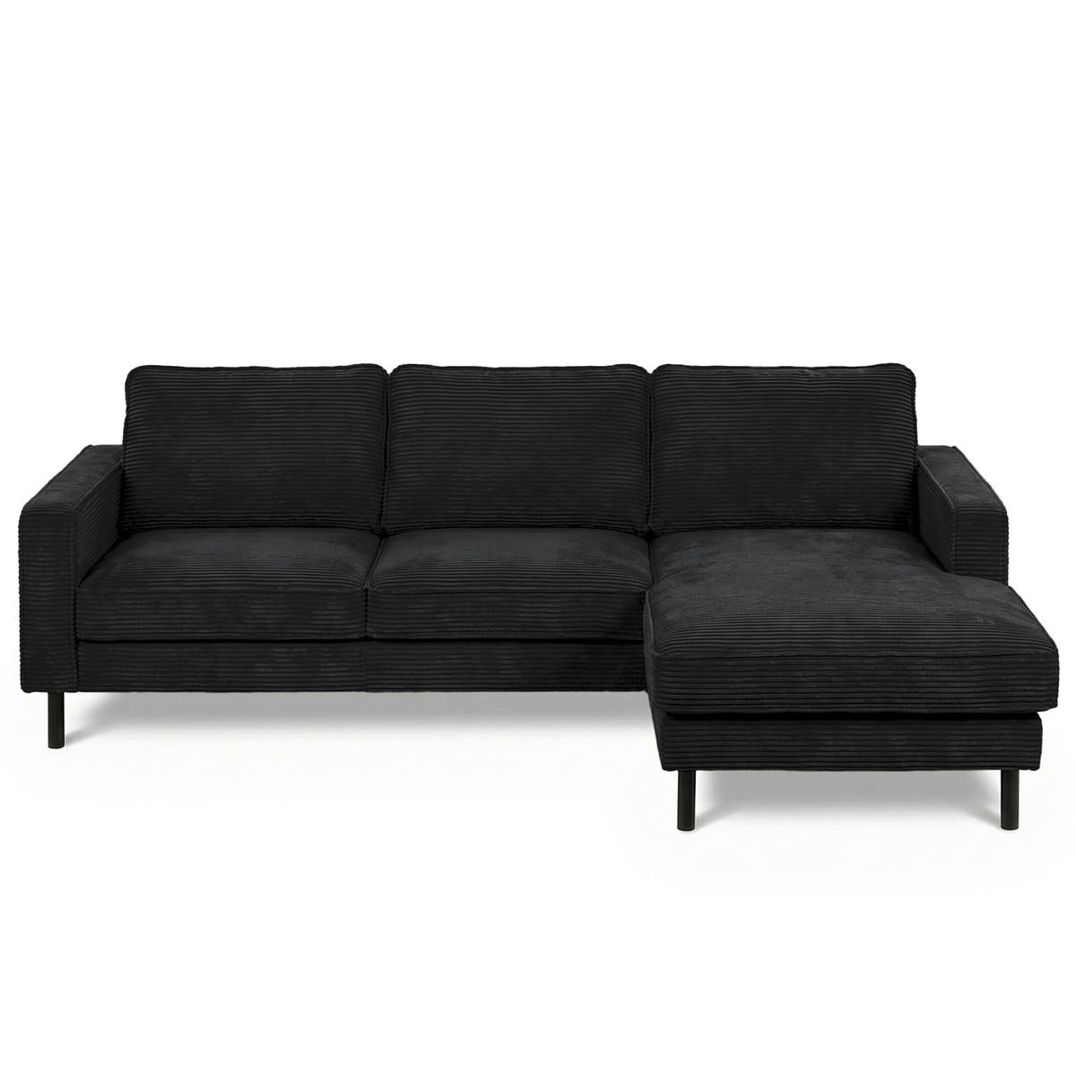 ECKSOFA Cord Schwarz  - Schwarz, Design, Textil/Metall (238/166cm) - Livetastic
