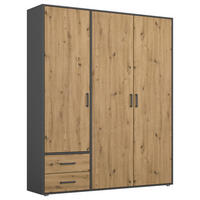 Dulap Cu Uși Rotative, 140/194/53 cm, gri, stejar Artisan - stejar Artisan/gri, Modern, plastic/material pe bază de lemn (140/194/53cm) - Modern Living