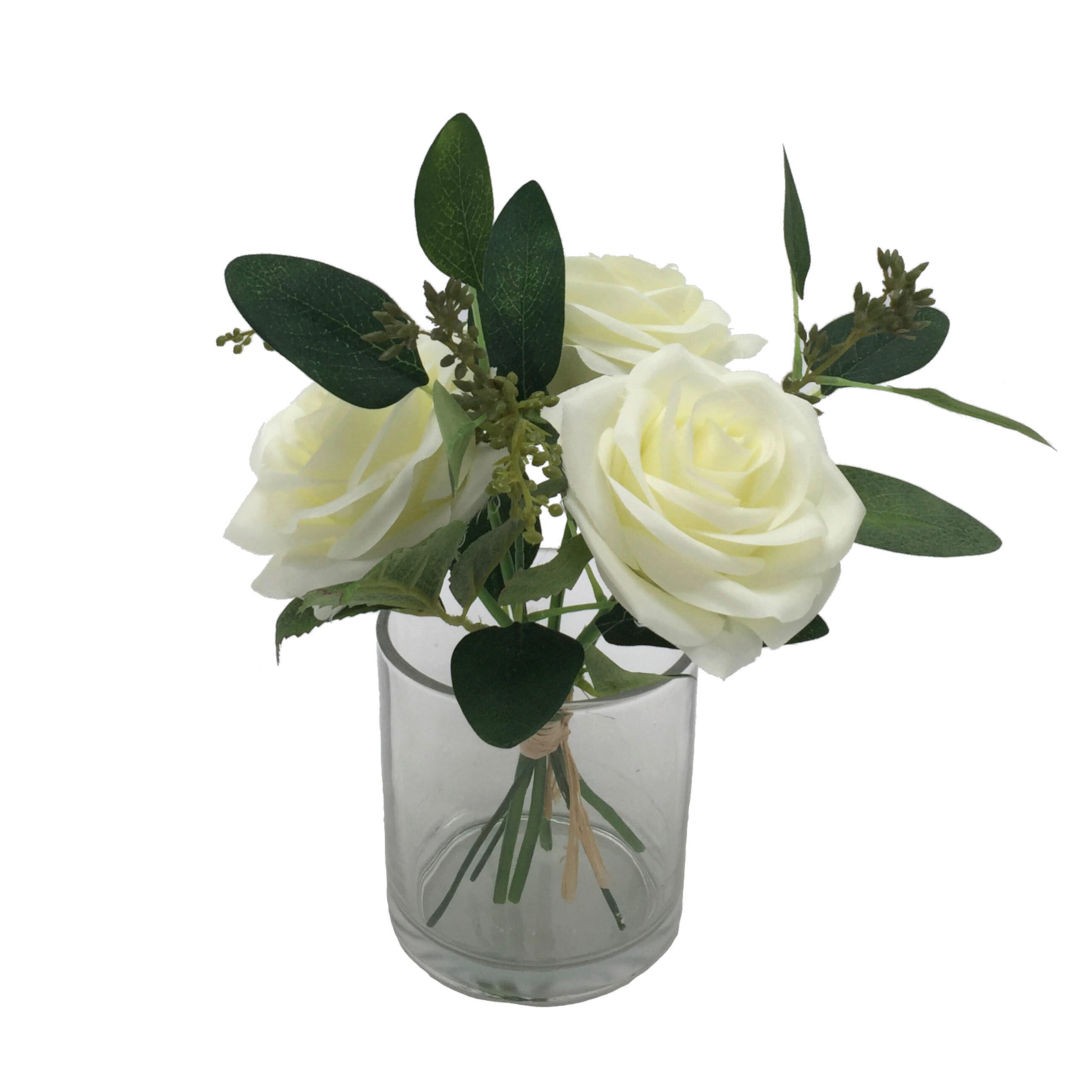 XXXLutz Rose Rosenbund in Glas Weiß 24 cm