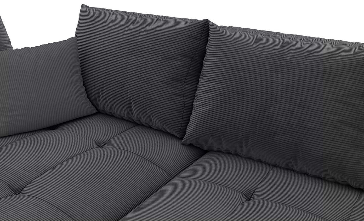 ECKSOFA in Cord Graphitfarben  - Schwarz/Graphitfarben, Konventionell, Holz/Textil (202/298cm) - MID.YOU