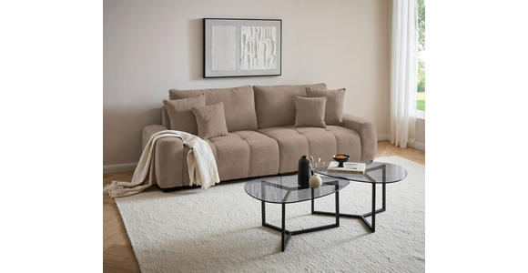 BIGSOFA Chenille Taupe - Taupe/Dunkelbraun, KONVENTIONELL, Kunststoff/Textil (250/100/90cm) - Carryhome