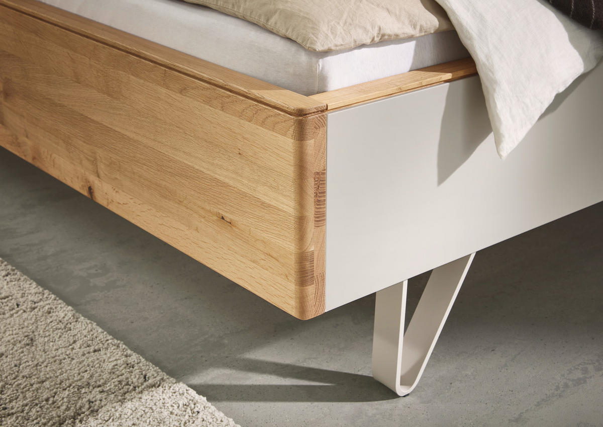 BETTANLAGE - Wildeiche/Perlmutt, Design, Holz (180/200cm) - Valnatura