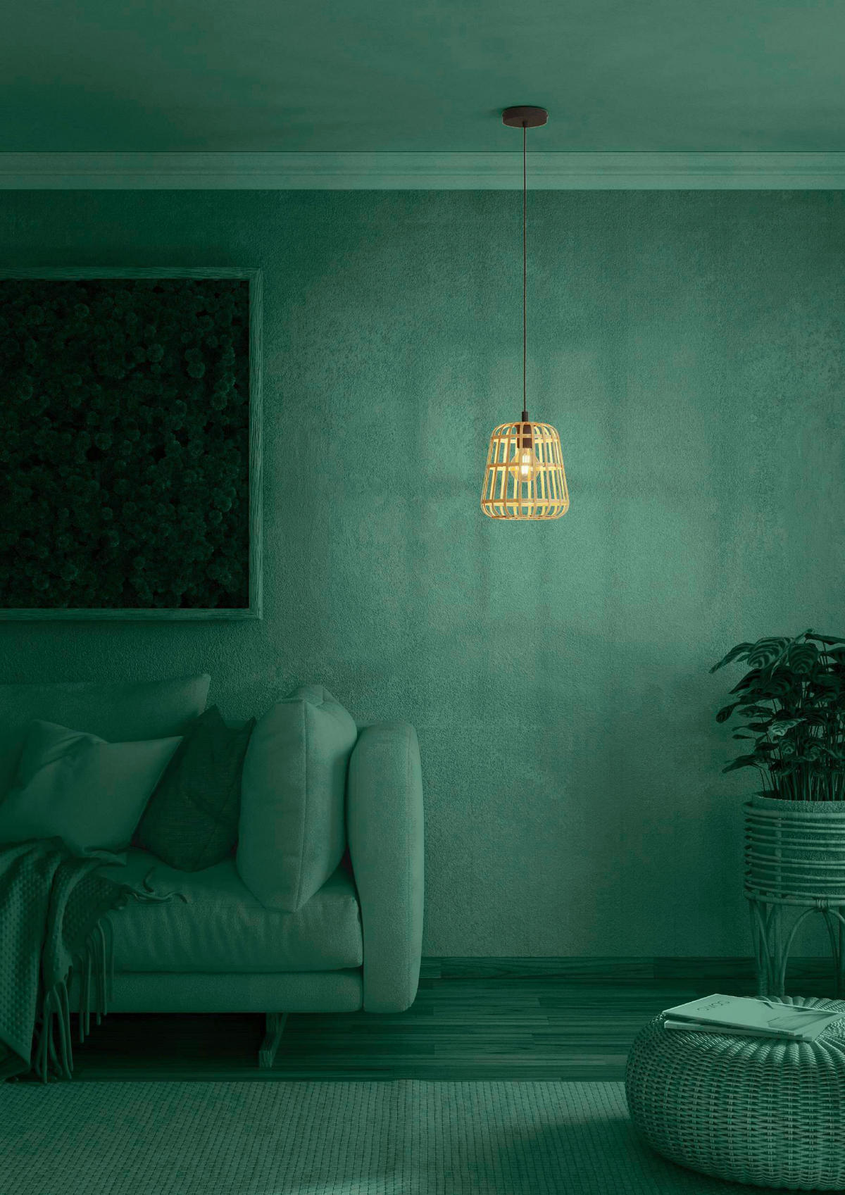 HÄNGELEUCHTE 24/150 cm  - Schwarz/Naturfarben, Design, Holz/Metall (24/150cm) - Eglo