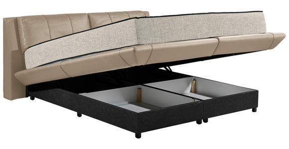 BOXBETT 180/200 cm,  in Kaschmir, gepolstertes Kopfteil, Bettkasten, Matratzen, H3 + H4 = fest + sehr fest  - Kaschmir/Schwarz, Design, Kunststoff/Textil (180/200cm) - Esposa