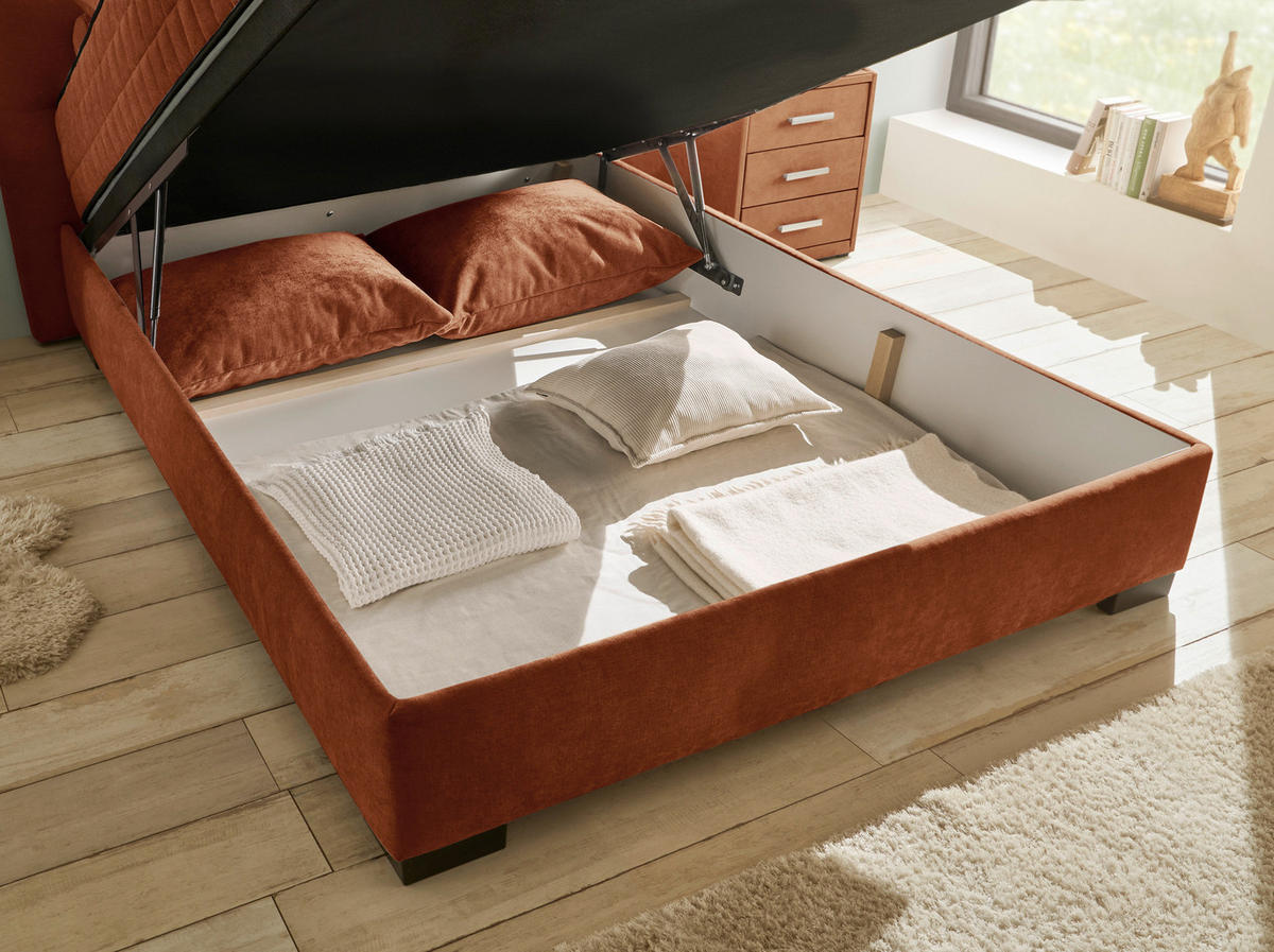 BOXBETT 120/200 cm  in Cognac  - Cognac/Schwarz, Modern, Holzwerkstoff/Kunststoff (120/200cm) - MID.YOU