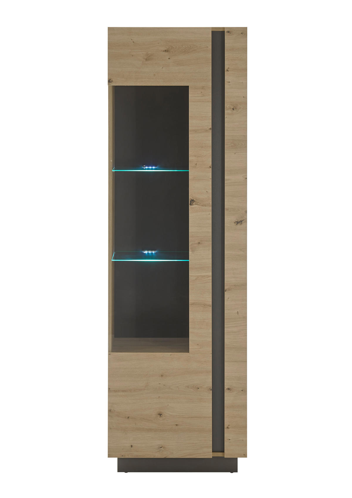 WOHNWAND 4-teilig  in Eiche Artisan, Graphitfarben  290/194/40 cm  - Graphitfarben/Eiche Artisan, Design, Glas/Holzwerkstoff (290/194/40cm) - MID.YOU