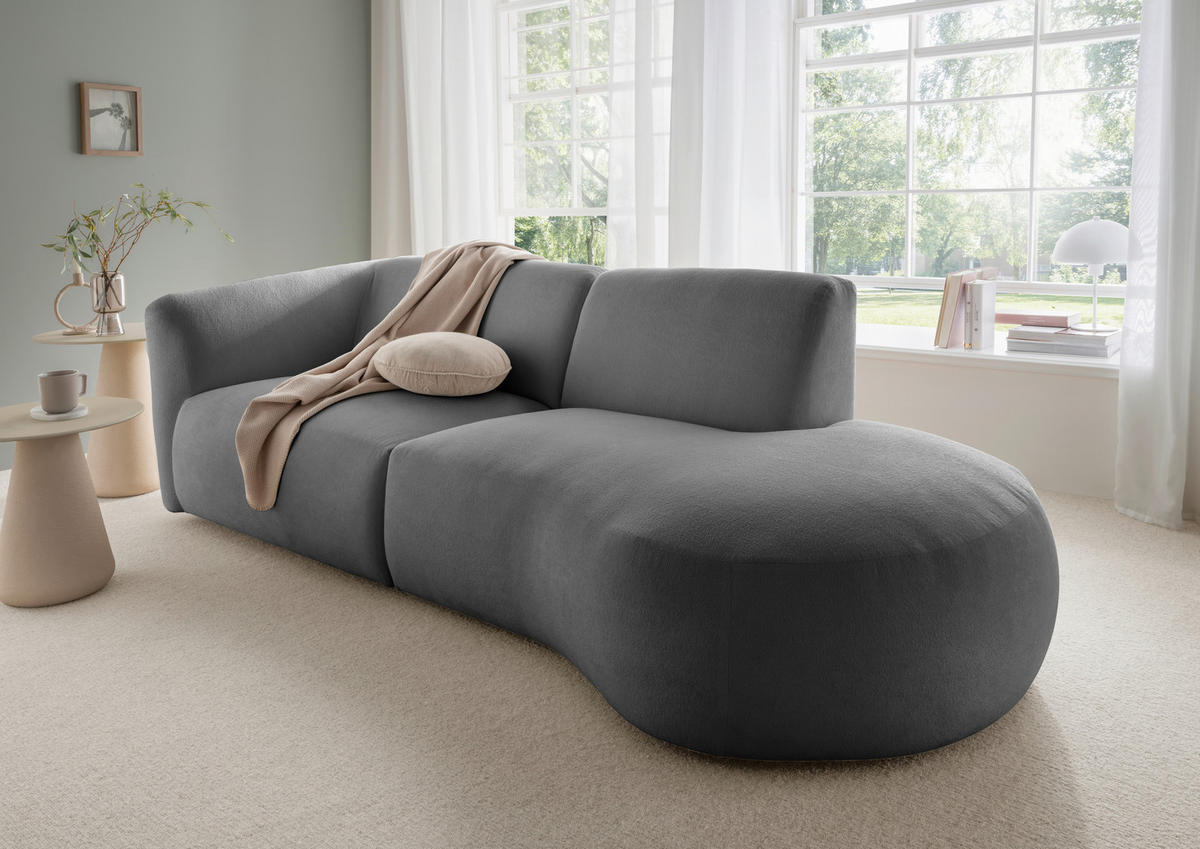 ECKSOFA Mikrofaser Anthrazit  - Anthrazit/Schwarz, Modern, Kunststoff/Textil (238/107cm) - Livetastic