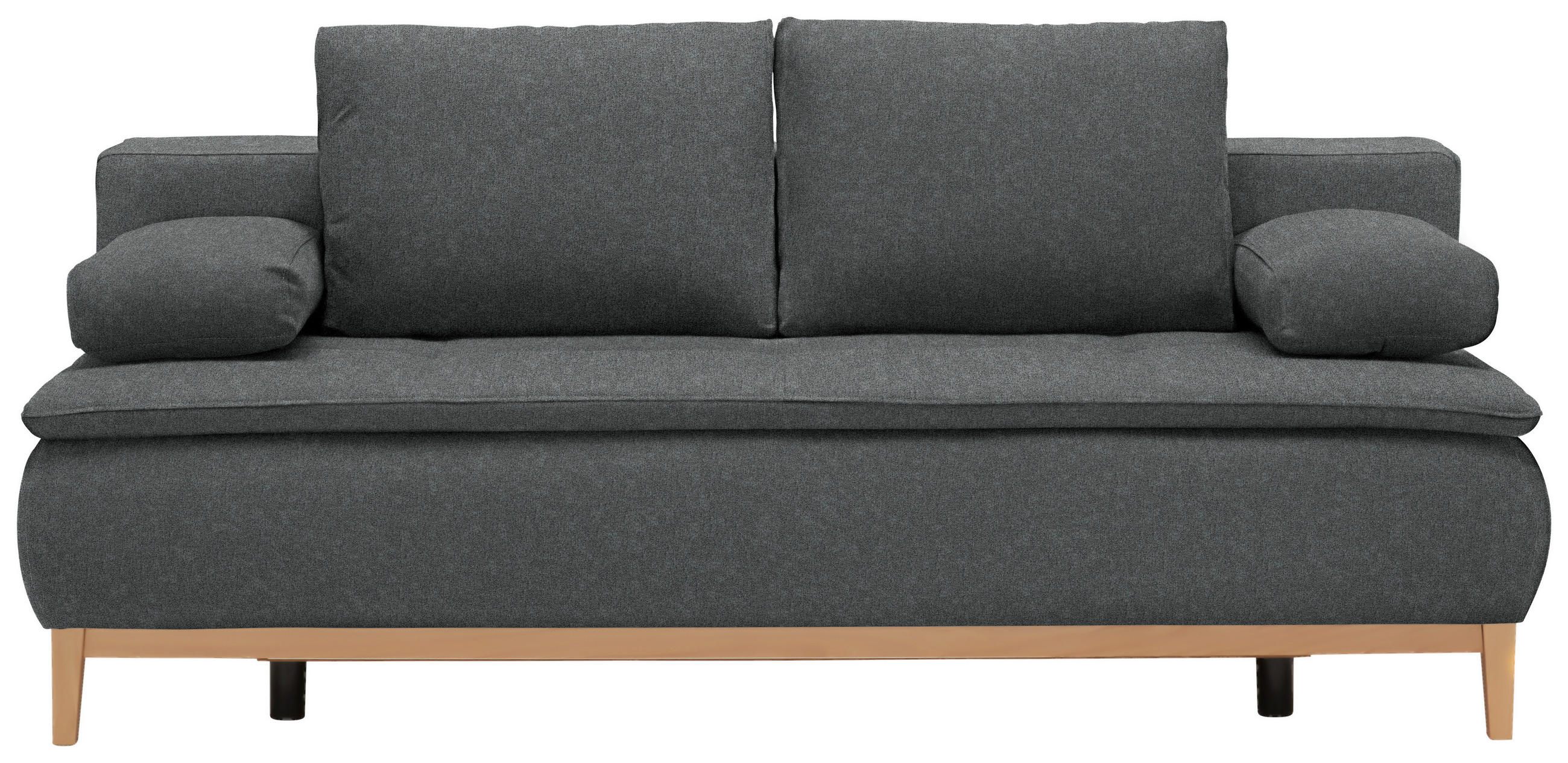 BOXSPRINGSOFA  mit Stoffauswahl, Schlafen auf Sitzhöhe Webstoff Grau  - Eichefarben/Beige, Design, Holz/Textil (202/78-93/100cm) - Carryhome