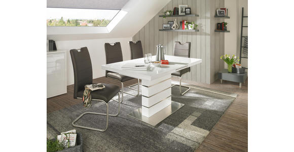 SCHWINGSTUHL in Metall, Textil Braun, Edelstahlfarben - Edelstahlfarben/Braun, Design, Textil/Metall (43/98/58cm) - Xora