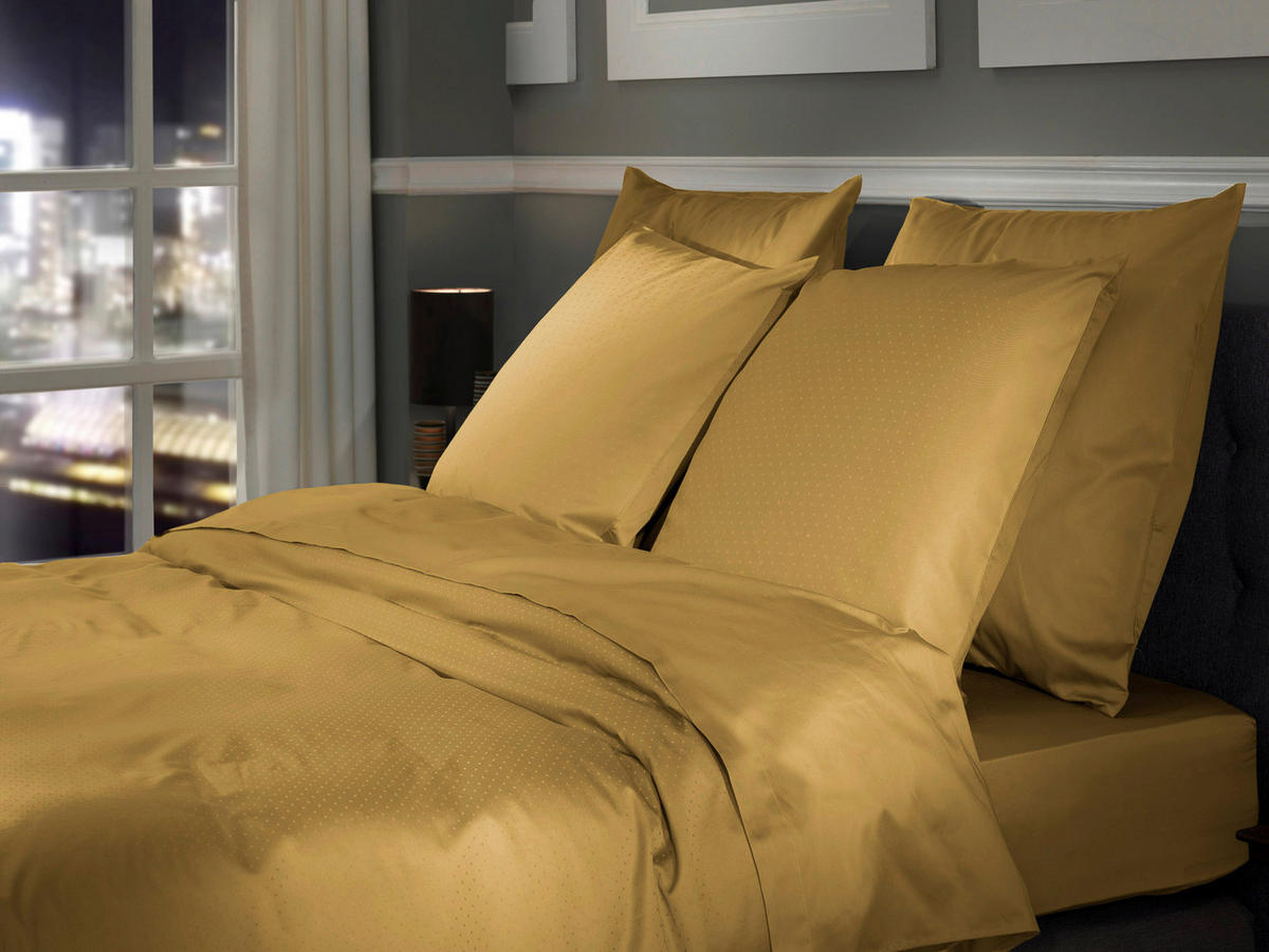 BETTWÄSCHE 2-teilig Punto Makosatin 135/200 cm  - Goldfarben, Basics, Textil (135/200cm)