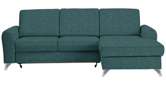 ECKSOFA Petrol Flachgewebe - Silberfarben/Petrol, Design, Textil/Metall (244/167cm) - Cantus