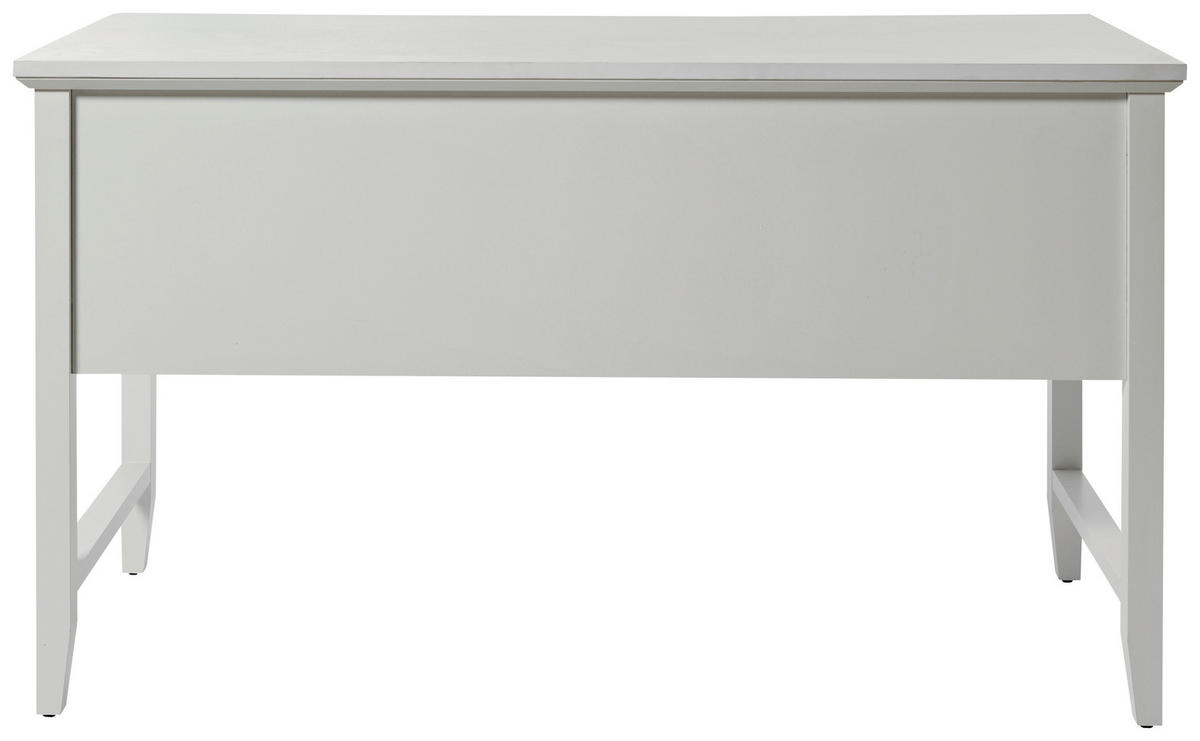 SCHREIBTISCH 130/59,6/76 cm  in Weiss  - Weiss/Alufarben, Modern, Holzwerkstoff/Metall (130/59,6/76cm) - Novel