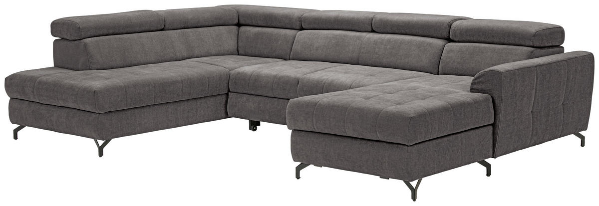 WOHNLANDSCHAFT Struktur Anthrazit  - Anthrazit/Schwarz, Design, Textil/Metall (203/327/177cm) - Stylife