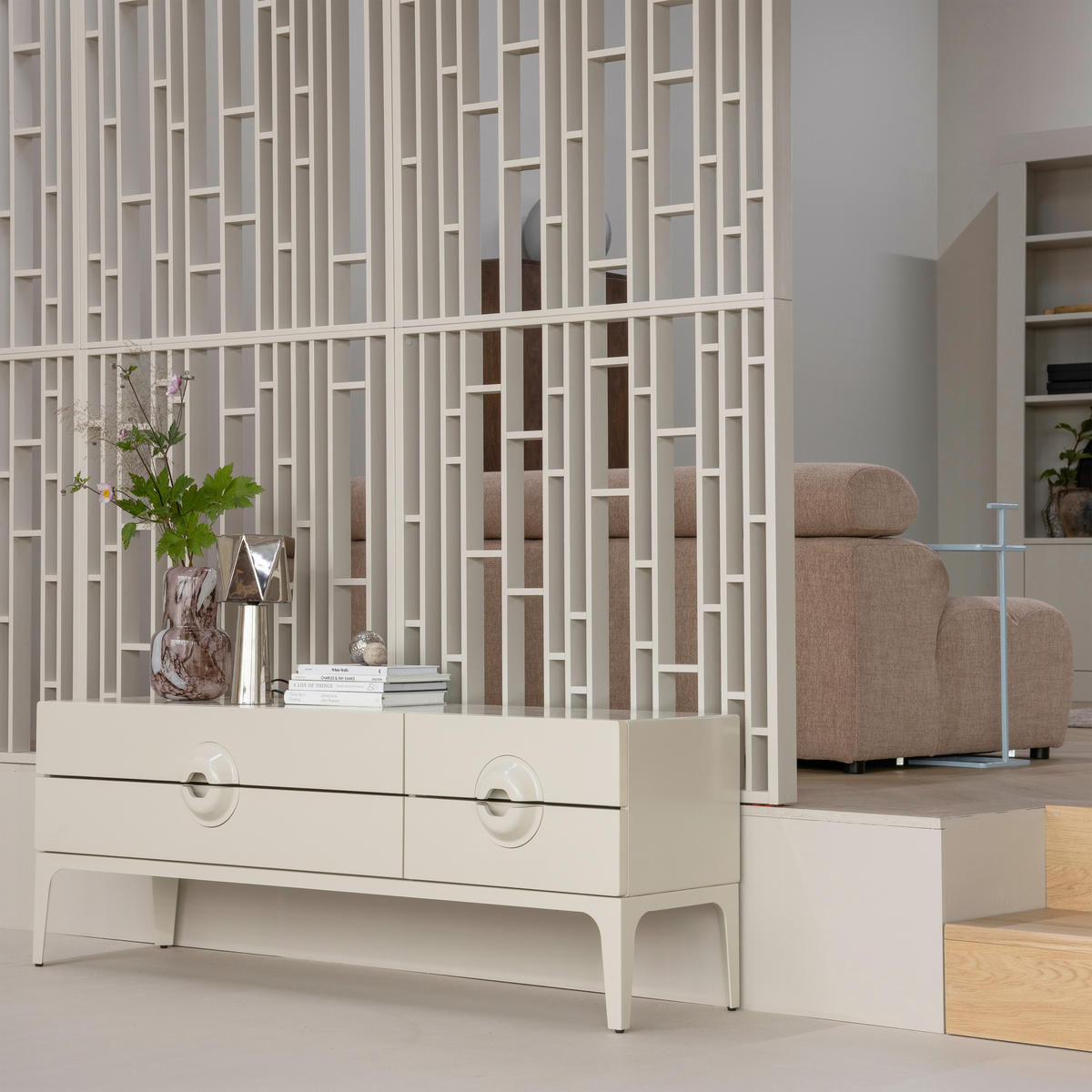 LOWBOARD Merge 160/57/44 cm 4 Schublade(n)  - Grau, Design, Holz (160/57/44cm) - Livetastic