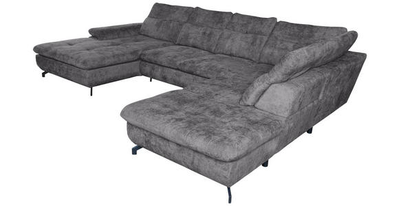 WOHNLANDSCHAFT  in Struktur Dunkelgrau  - Dunkelgrau/Schwarz, KONVENTIONELL, Textil/Metall (188/357/253cm) - Carryhome