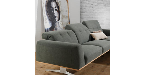 ECKSOFA in Webstoff Olivgrün - Edelstahlfarben/Olivgrün, Design, Holz/Textil (311/163cm) - Dieter Knoll