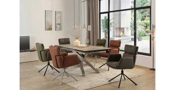 ESSTISCH 180-280/98/76 cm  Metall, Glas, Keramik ausziehbar rechteckig Edelstahlfarben, Hellgrau, Hellbraun  - Hellbraun/Edelstahlfarben, Design, Glas/Keramik (180-280/98/76cm) - Novel