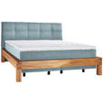 BOXSPRINGBETT 180/200 cm  in Eichefarben, Hellblau  - Eichefarben/Schwarz, Natur, Holz/Holzwerkstoff (180/200cm) - Linea Natura