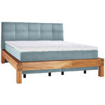 BOXSPRINGBETT 180/200 cm  in Eichefarben, Hellblau  - Eichefarben/Schwarz, Natur, Holz/Holzwerkstoff (180/200cm) - Linea Natura