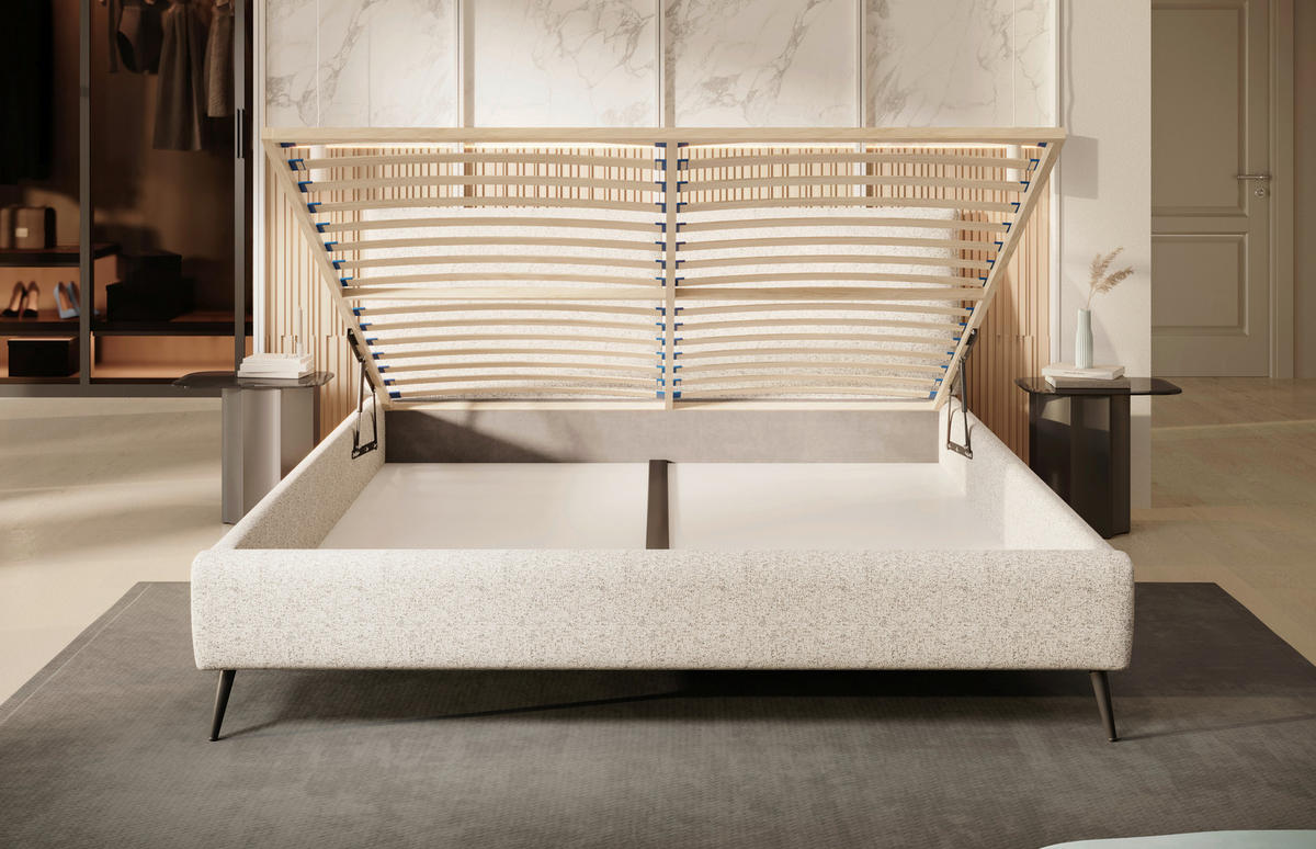 POLSTERBETT 180/200 cm  in Braun, Schwarz, Ecru  - Ecru/Schwarz, Design, Holz/Textil (180/200cm) - Esposa