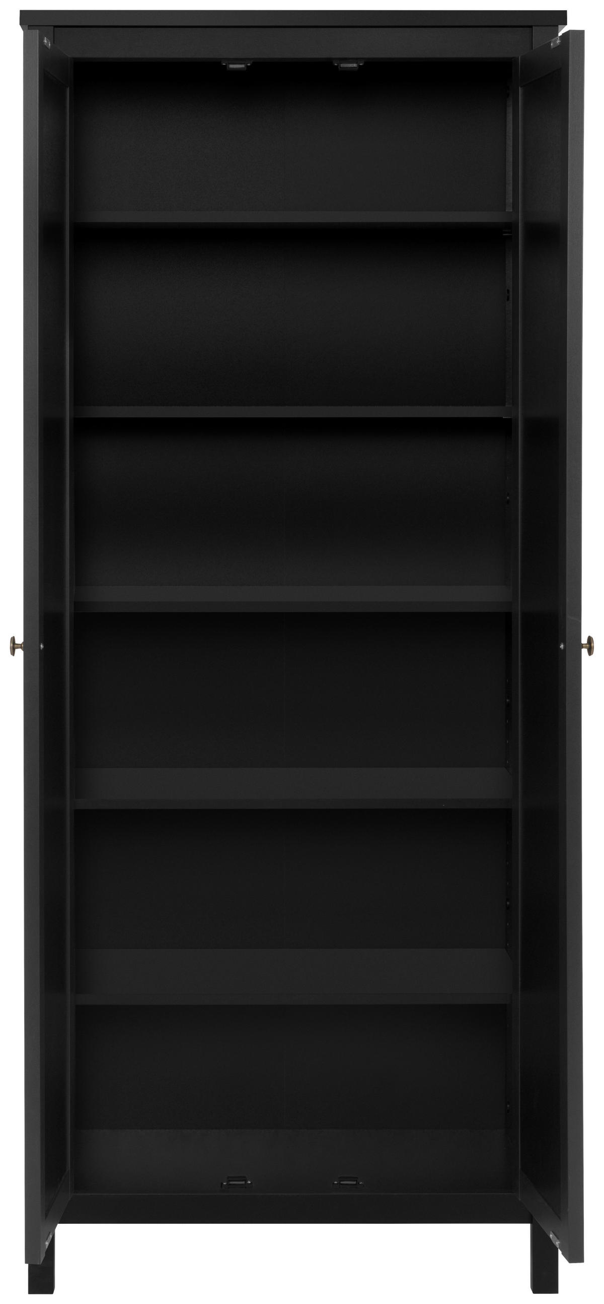 MEHRZWECKSCHRANK 80/187/40 cm  in Schwarz  - Messingfarben/Schwarz, Trend, Holzwerkstoff/Metall (80/187/40cm) - MID.YOU