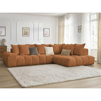 ECKSOFA Ottomane rechts  EVEREST Orange Flachgewebe  - Schwarz/Orange, MODERN, Kunststoff/Textil (352/210cm)