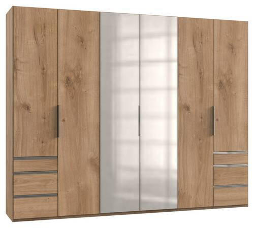 DREHTÜRENSCHRANK 300/236/58 cm 6-türig Eichefarben  - Chromfarben/Eichefarben, MODERN, Holzwerkstoff (300/236/58cm) - MID.YOU