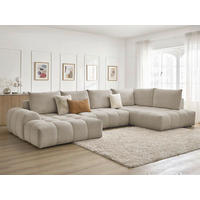 ECKSCHLAFSOFA EVEREST  mit Rücken echt, Armteil links, Armteil rechts Flachgewebe Taupe  - Taupe/Schwarz, MODERN, Kunststoff/Textil (423/212/90cm)