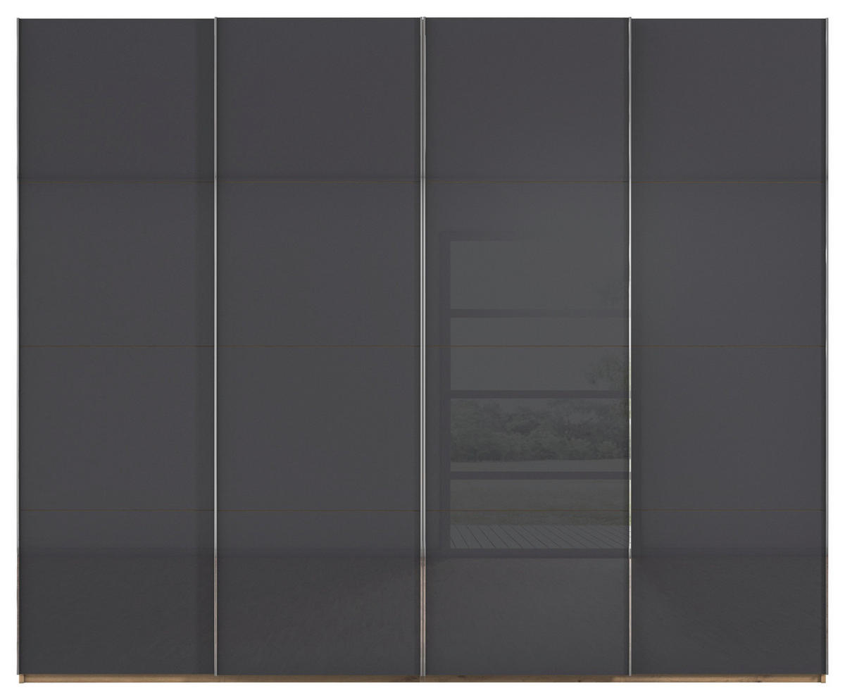 SCHWEBETÜRENSCHRANK 271/235/68 cm 4-türig Schwarz, Eiche Artisan  - Chromfarben/Schwarz, Design, Glas/Holzwerkstoff (271/235/68cm) - Novel