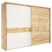 SCHWEBETÜRENSCHRANK  in Weiß, Zirbelkieferfarben  - Zirbelkieferfarben/Weiß, Natur, Glas/Holz (300/225/65cm) - Valnatura
