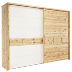 SCHWEBETÜRENSCHRANK  in Weiß, Zirbelkieferfarben  - Zirbelkieferfarben/Weiß, Natur, Glas/Holz (300/225/65cm) - Valnatura